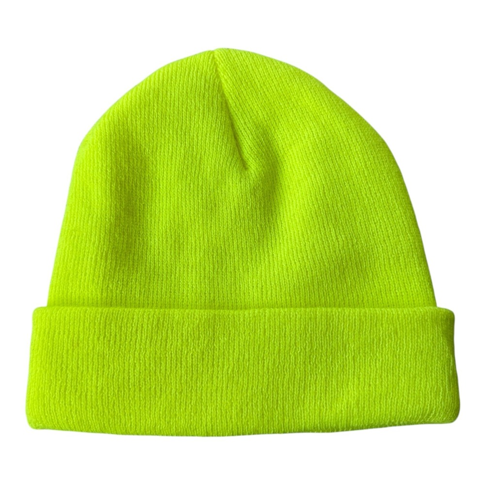 Urban Outfitters Neon Yellow Knit Beanie Made in‎ USA Y2K Festival Bright Hat